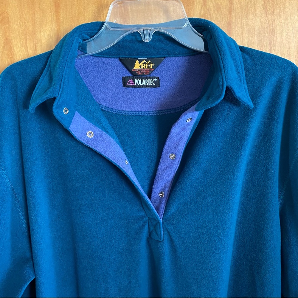 REI Polartec 1/4 Snap Pullover Long Sleeve Fleece Teal Blue Women’s Large